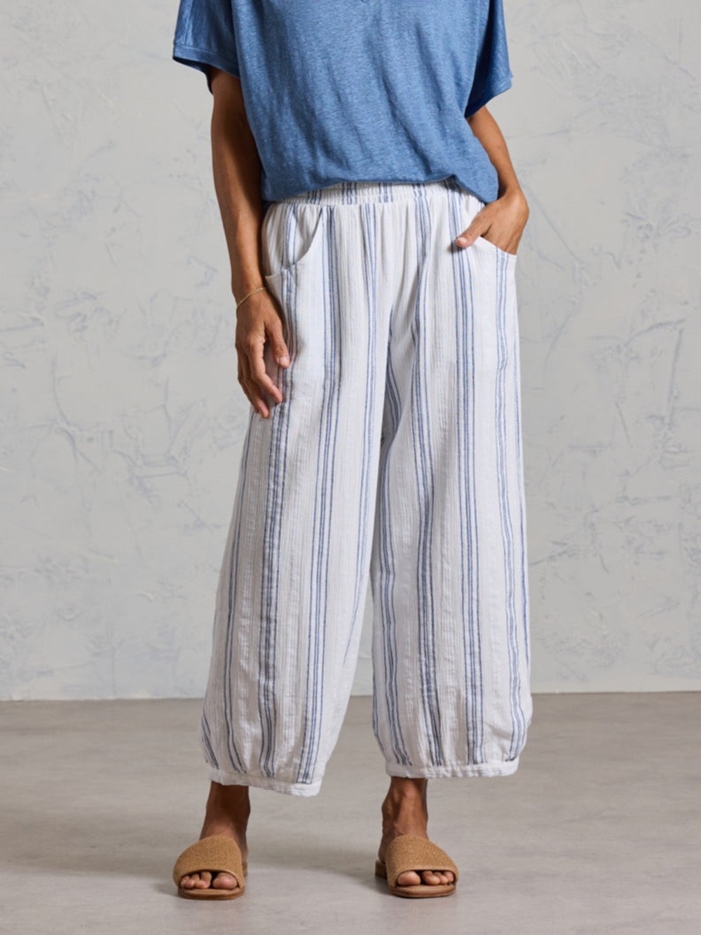 Nomad Sadhu Cotton Pants Azure Stripe SzM NWT